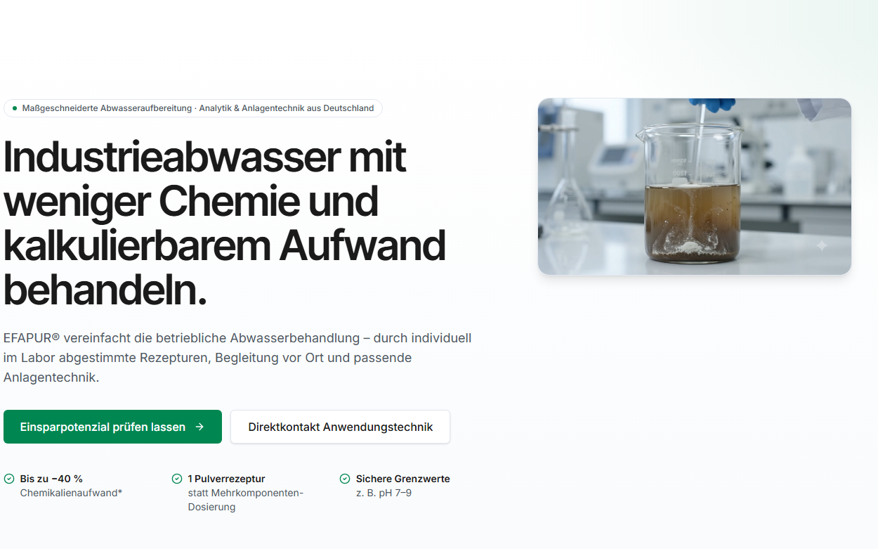 EFA Chemie – Efapur® – Website-Referenz Local SEO OWL